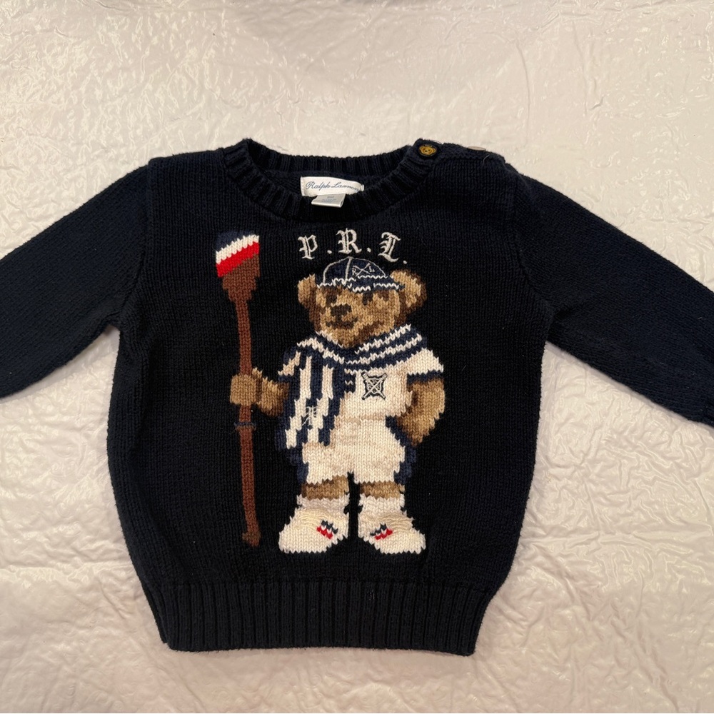 Ralph Lauren Navy Sweater with Bear Design